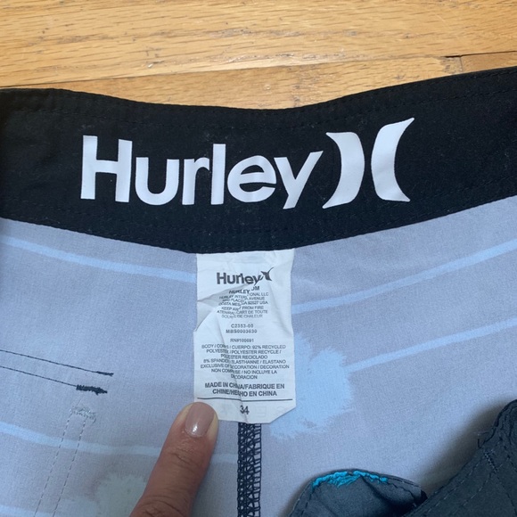 NWOT Hurley Grey/Blue Front Tie Board Shorts 34 - Picture 4 of 4